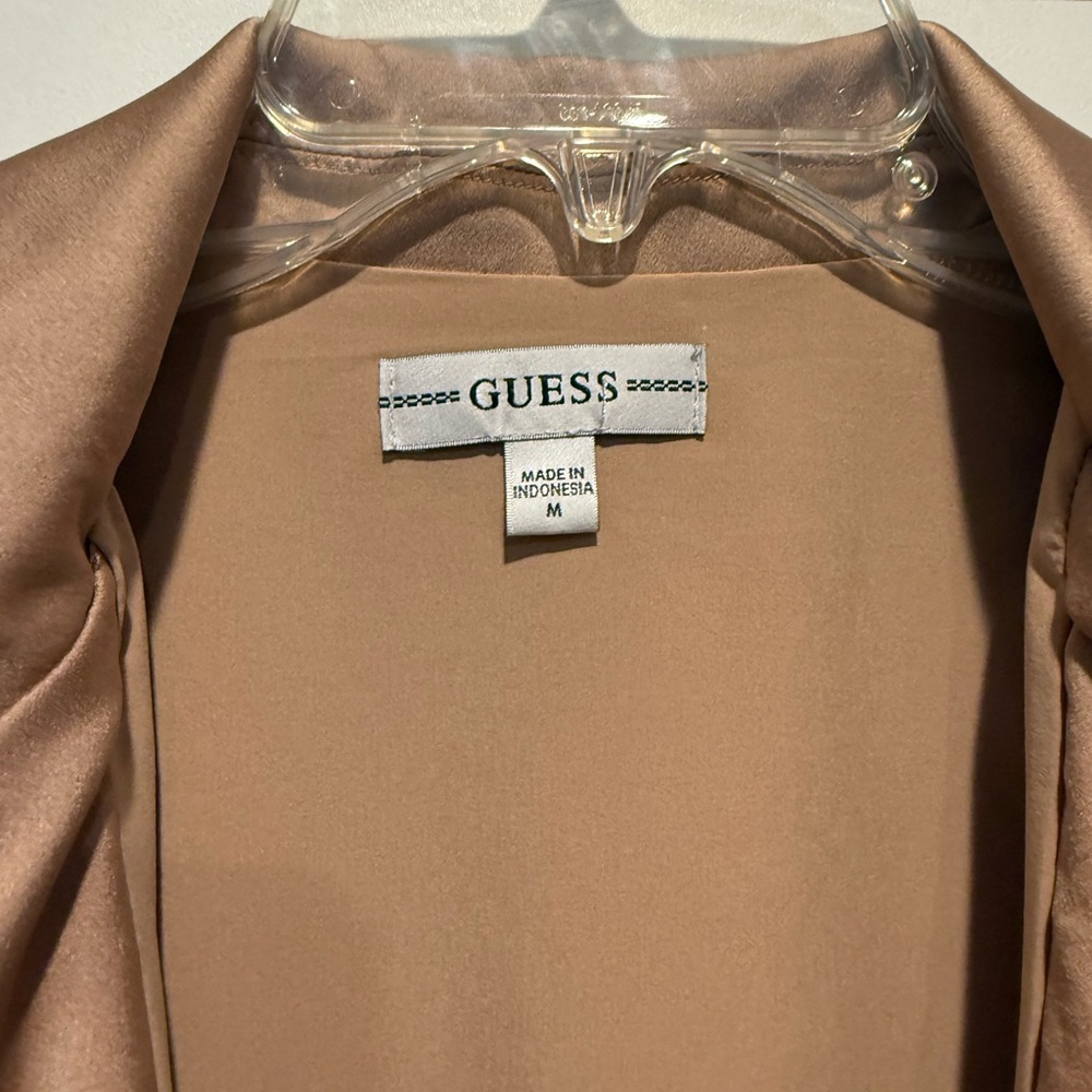 GUESS SATIN TAN WRAP DRESS SIZE MEDIUM - Picture 4 of 4